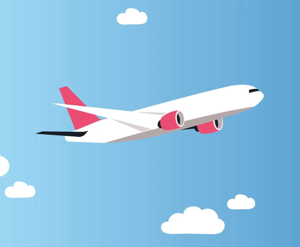 Illustration einer Reiseversicherung mit einem Flugzeug