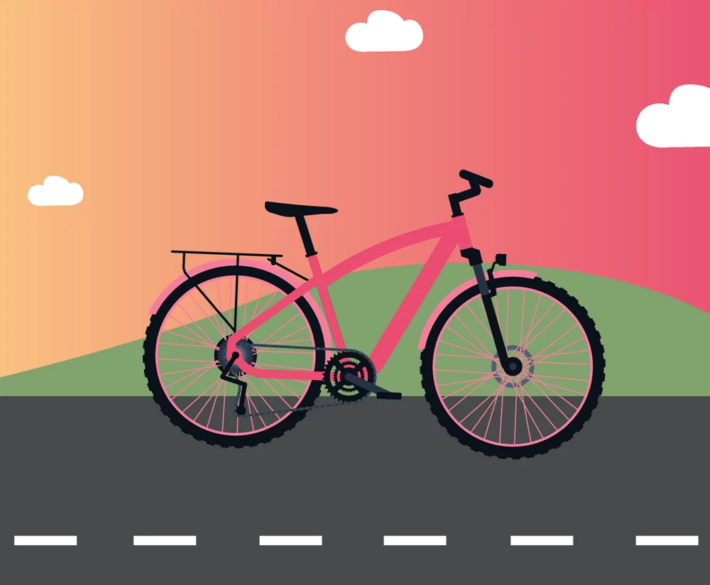 Illustration einer Veloversicherung mit einem Vello auf einer Strasse