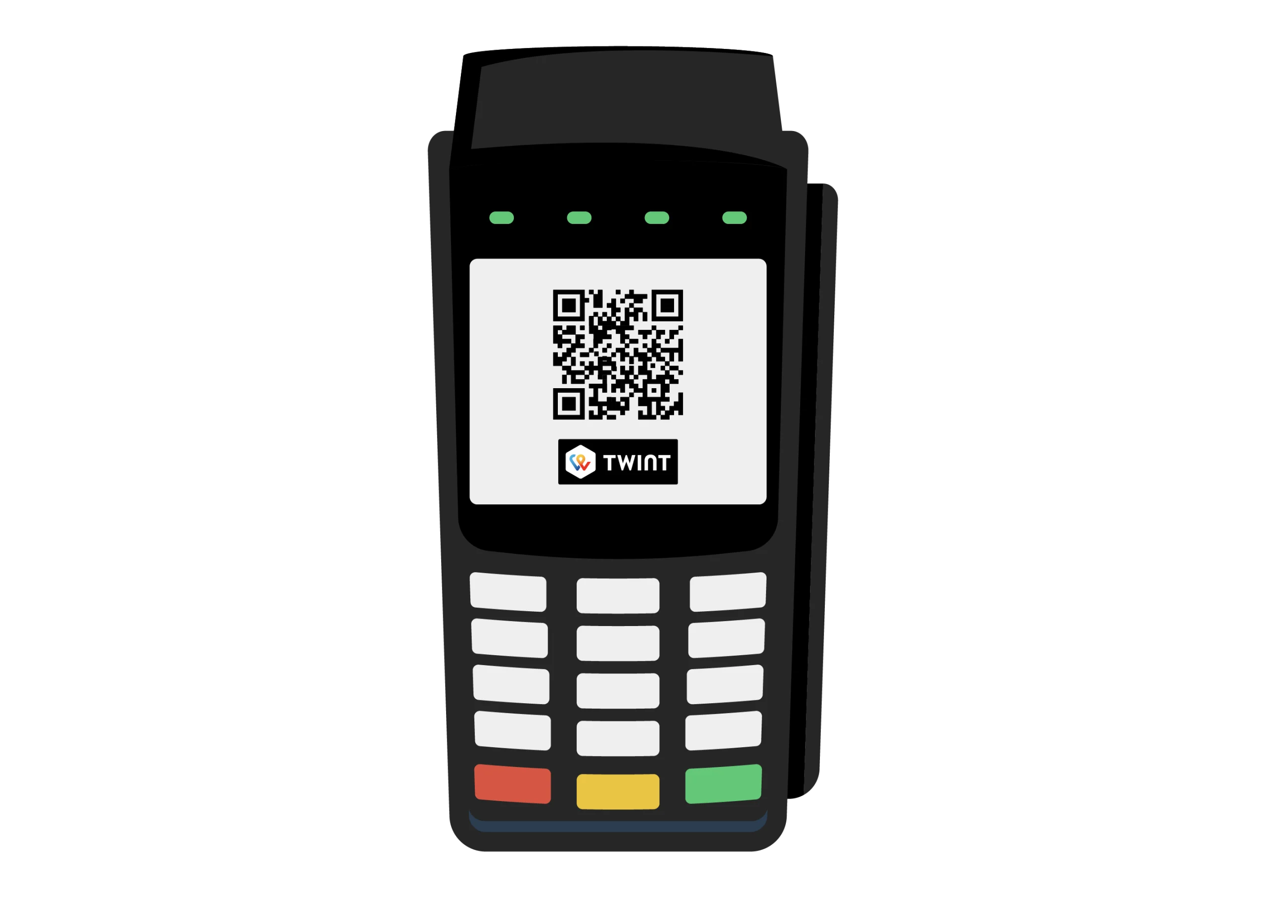 Illustration eines Zahlterminals mit TWINT QR-Code
