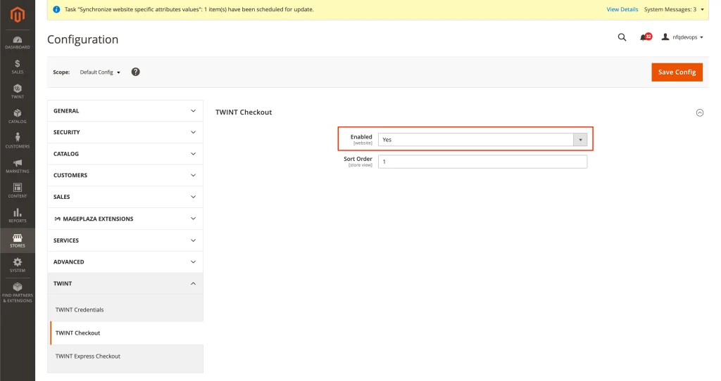 TWINT Checkout Einstellung